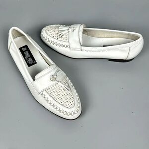Jon Franco Pirelli Italy Tasseled Loafers White Leather Women’s 44 US 11,5